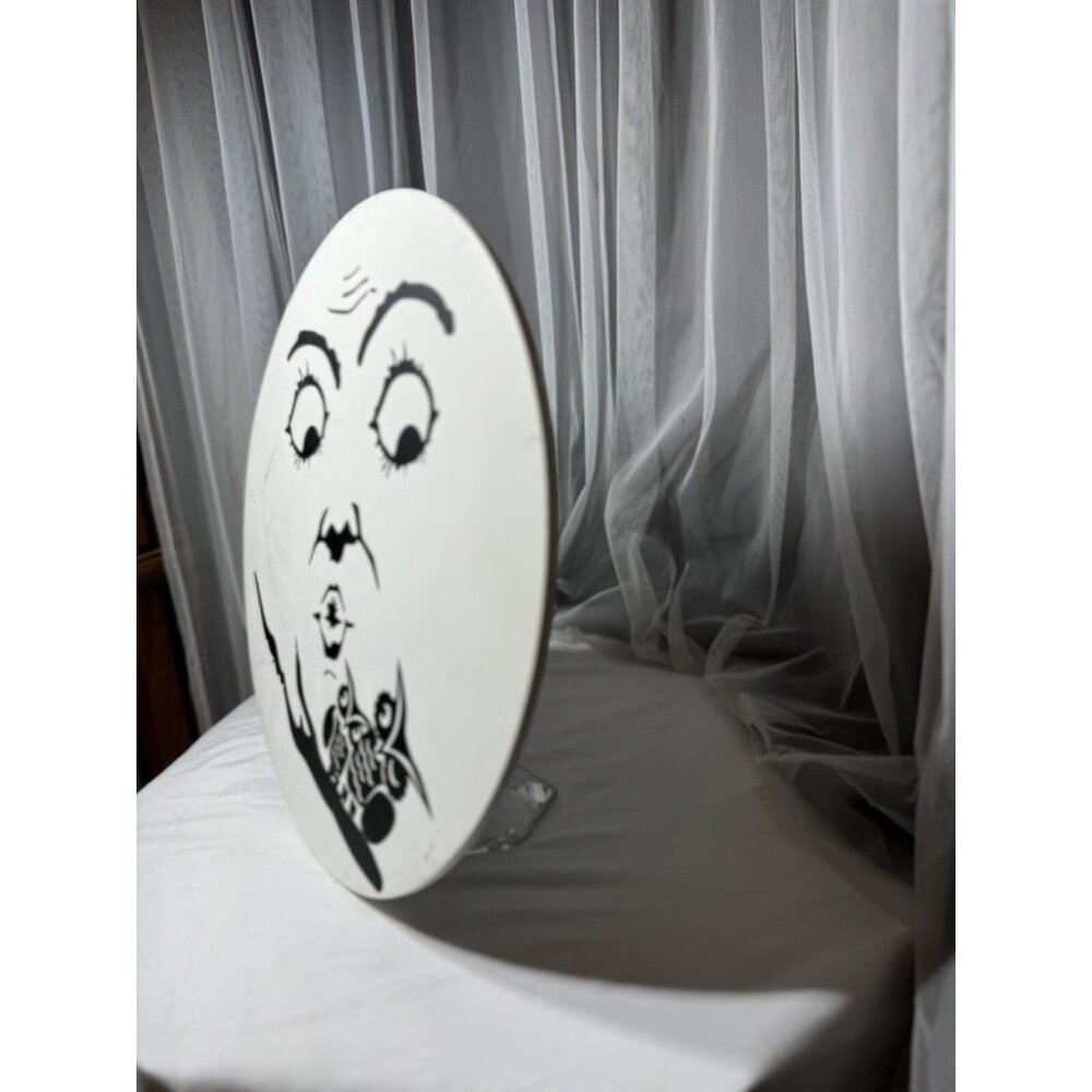 13.5" Retro Anthropomorphic Wood Moon Man Owls Halloween Sign Wall Window Decor - Picture 8 of 10